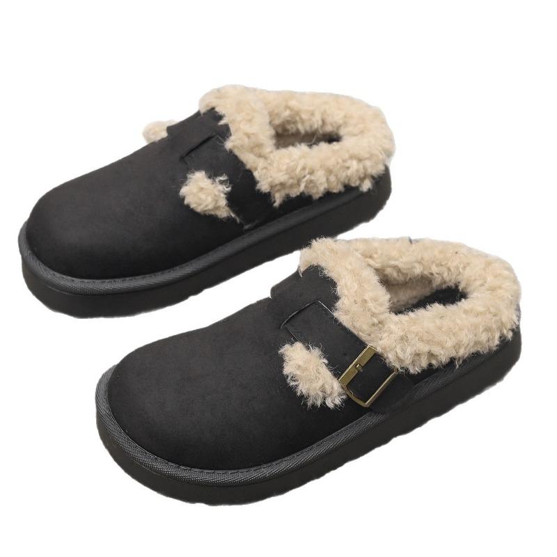 Damenweite Fell-Birkenstocks, Plüschgefütterte Plateau-Schneestiefel, Europäische Winter-Booties für Damen