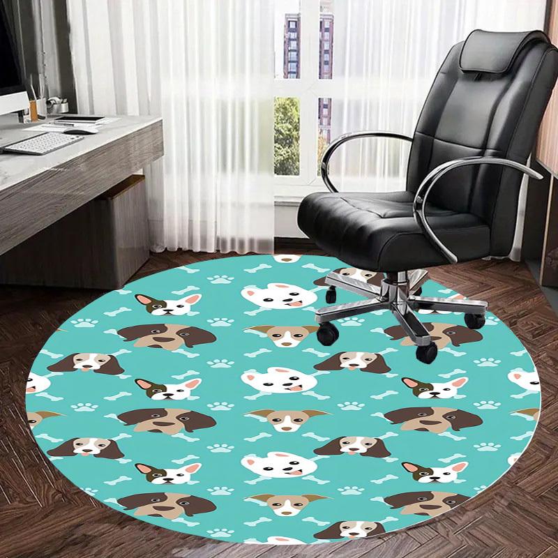 1pc Office Carpet Chair Mats Dogs, Bones, Paws, Teal Background Perfect for Decorating Office Chairss, Or Bedrooms.YDT342