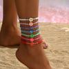 Boho Polymer Clay Braid Rope Bracelet Colorful Bohemian Beach Jewelry Cute Flower Bracelet  Women