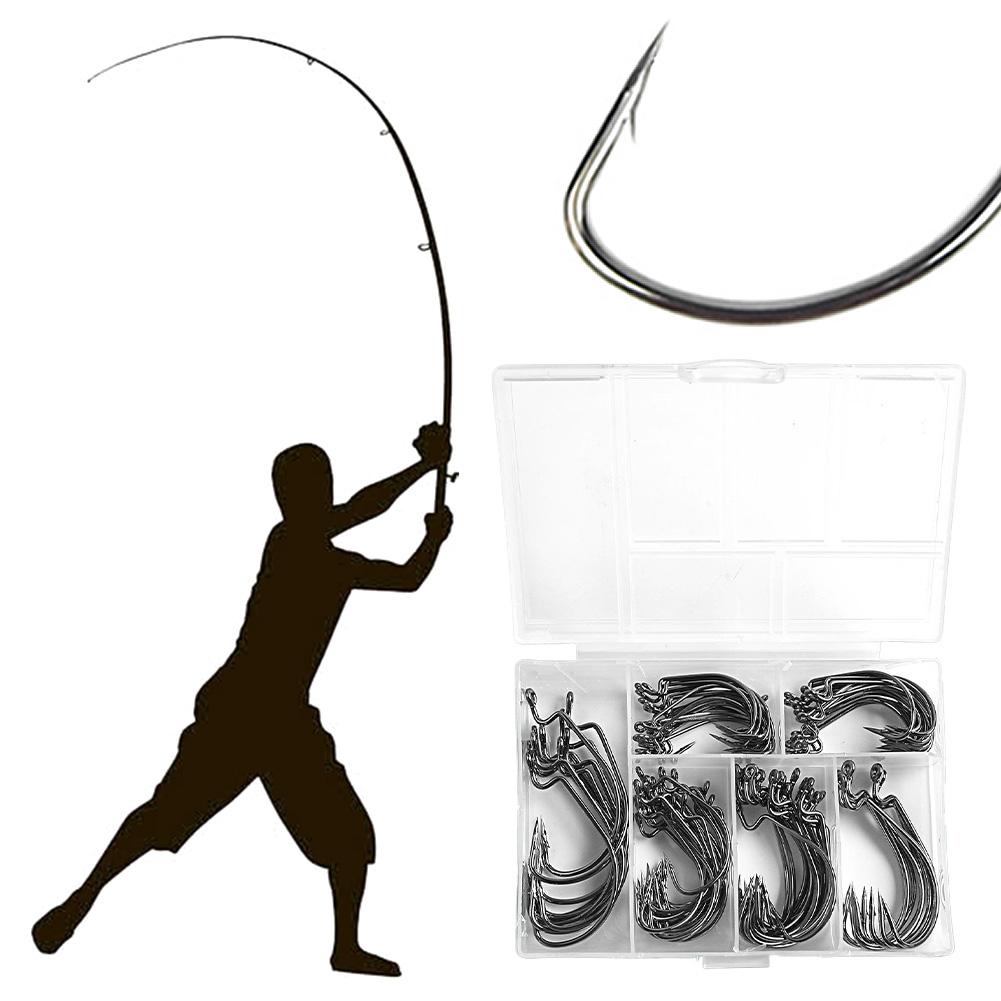 100Pcs Fishing Hooks Set Barbed FishHooks Crank Hooks High Carbon Steel Fish Hooks Fishing Accessories