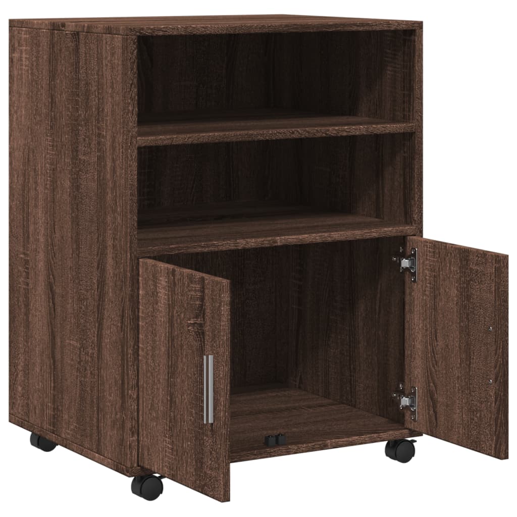 Rolling Cabinet Brown Oak Look 60x48x81 cm Engineered Wood