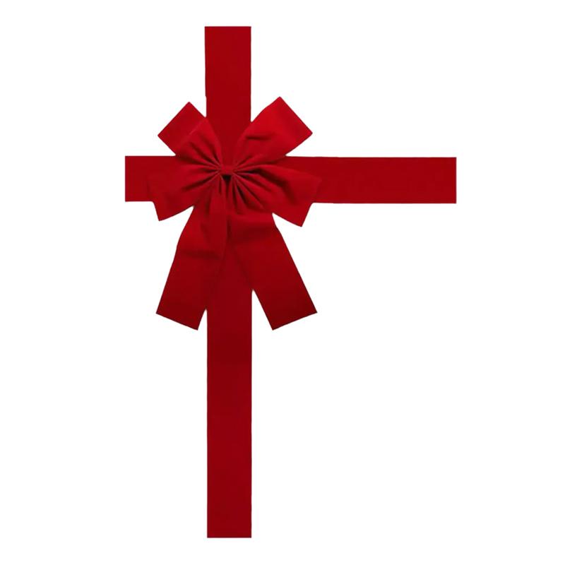 

Рождественское украшение на входную дверь, подвесной бант, лента из имитации льна, новогодний рождественский декор для входной двери, большой бант, материал для DIY One Size