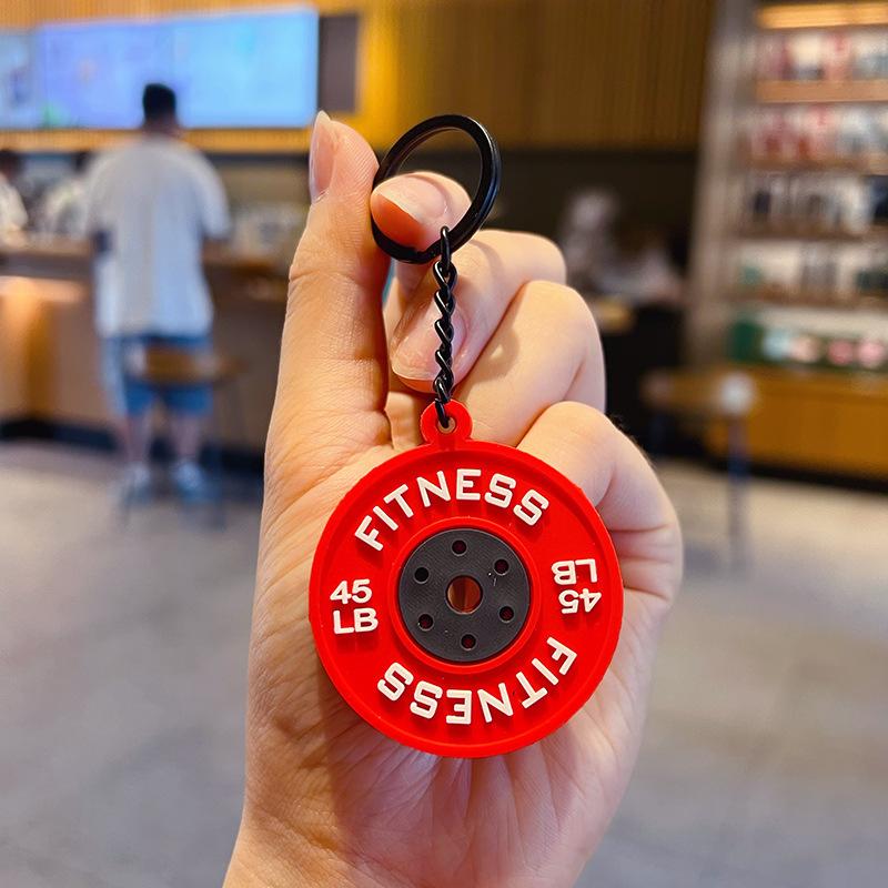 2025 New Barbell Keychain Silicone Dumbbell Keychain Gym Gifts For Gym Lovers Fitness Trainer Gift Backpack Car Key Pendant