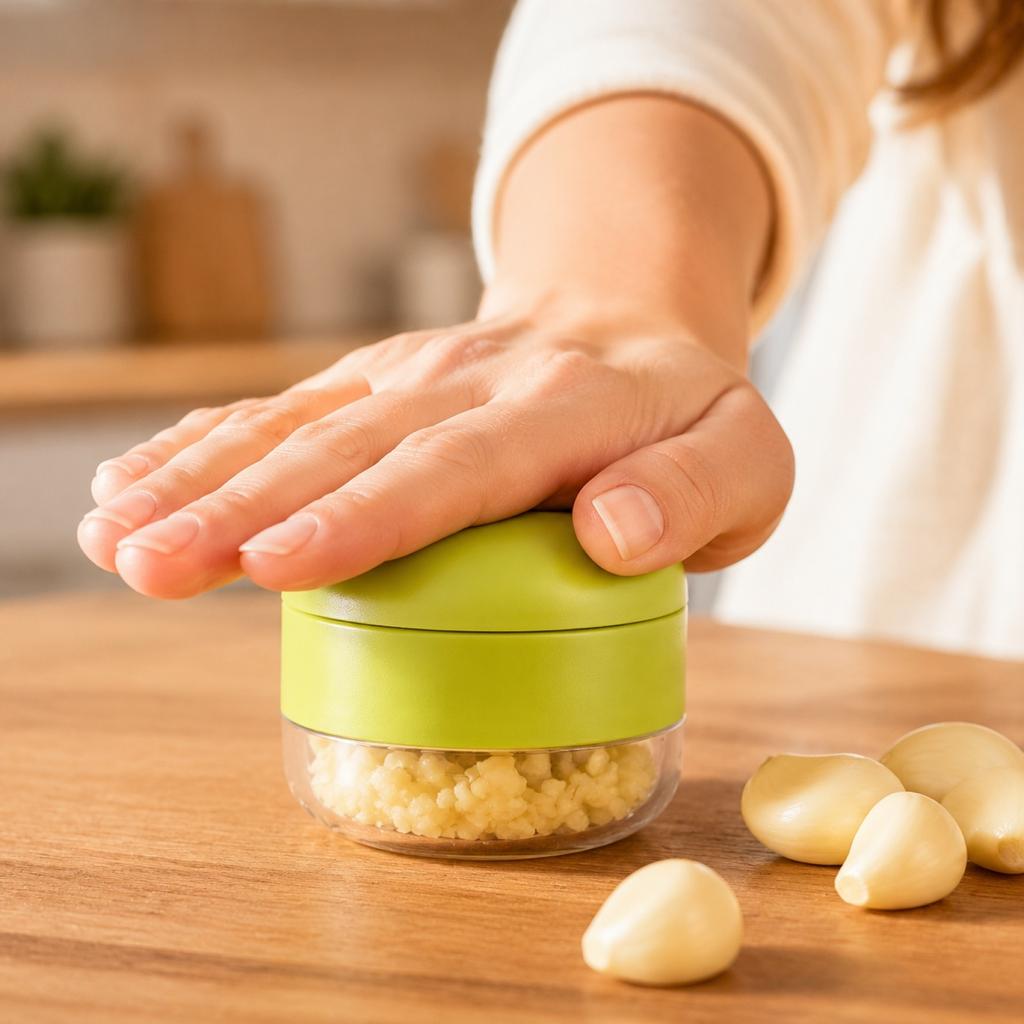 Stainless Steel Multifunctional Manual Garlic Press Mini Handheld Garlic Chopper Household Kitchen Tool for Garlic Paste Crushing