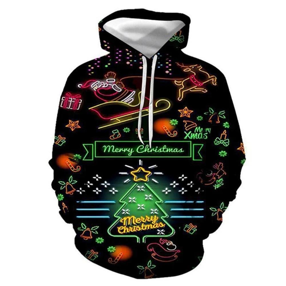 Christmas Men's Hoodie 3D Printed Long-Sleeve Hooded Sweatshirt Fall/Winter Holiday Style Casual Oversized Men's Sweatshirt Top