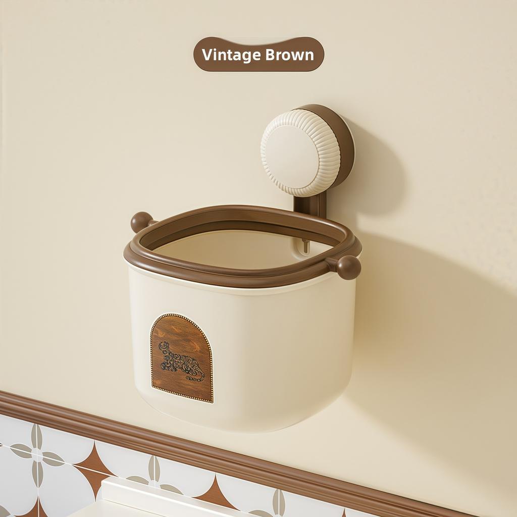 Antique style suction cup washbasin storage box wall-mounted trash can face towel storage Bathroom and kitchen Accessories