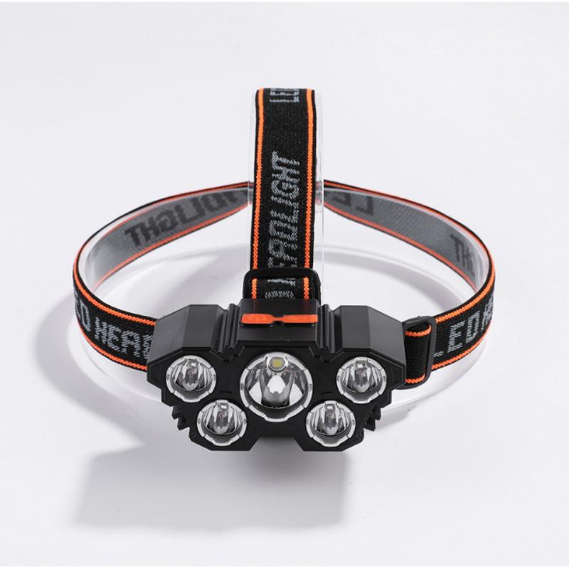 

5/6/9/11 основной налобный фонарь для улицы, зарядка через USB, фонарик для рыбалки, водонепроницаемый светодиодный мощный налобный фонарь Five headlights чёрный