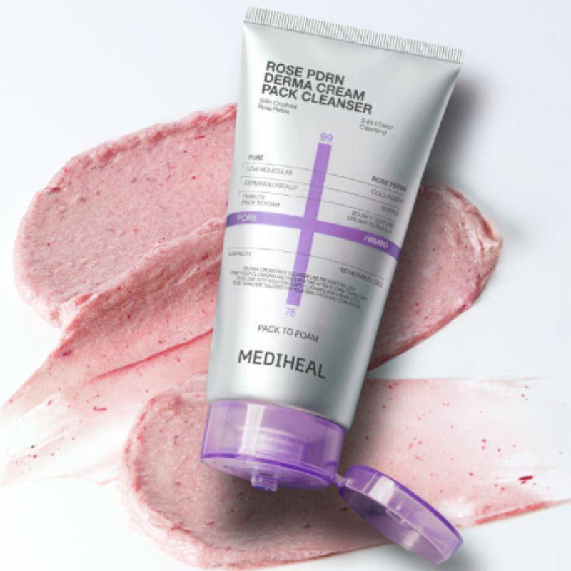 MEDIHEAL Derma Cream Pack Cleanser Rose PDRN Pore Firming Cleansing Foam 120ml 1