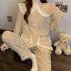 Pajamas Women'S Spring And Autumn Cute Doll Collar Girl Suit Can Wear Cloud Cotton Long-Sleeved Loungewear