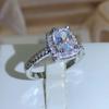 New Classic Square White Zirconia Ring Female 925 Stamp Fashion Party Wedding Proposal Jewelry Gift