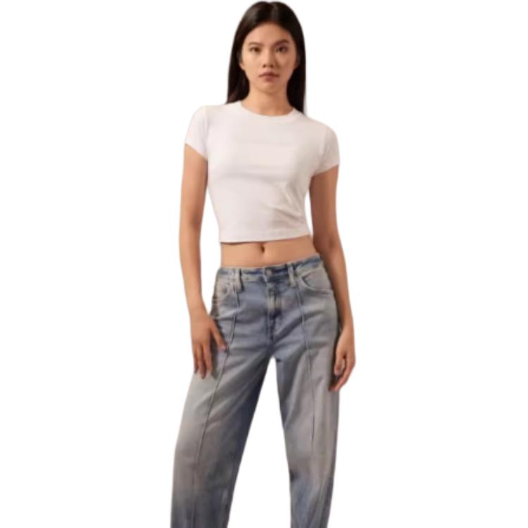 Calvin Klein SS23 Letter Print Crew Neck T-Shirt Women Tops White J221172-YAF