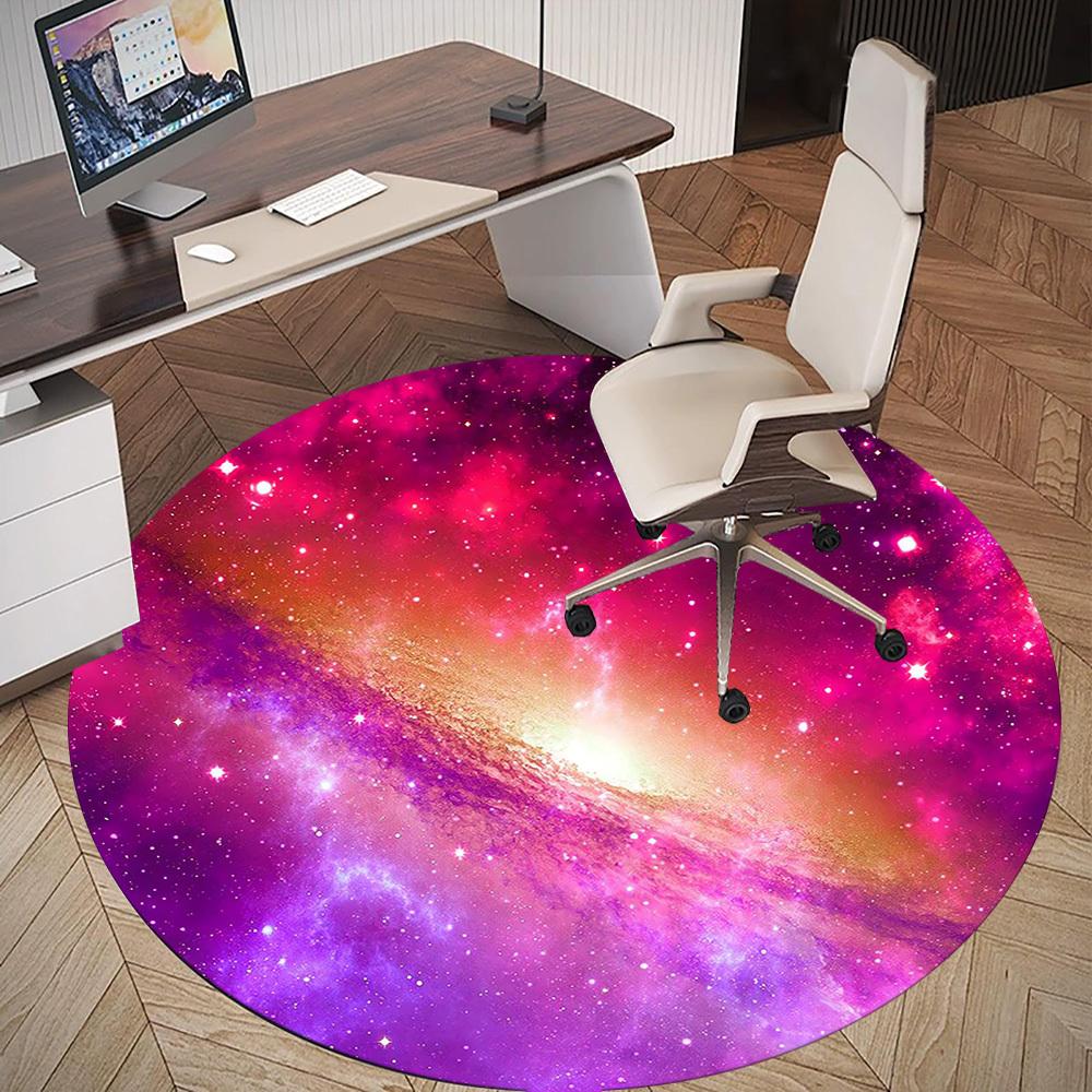 1pc galaxy space Round Chair mat Area Rug - Non-Slip, Floor Mat for Office, Bedroom, and Indoor Decor c1118207