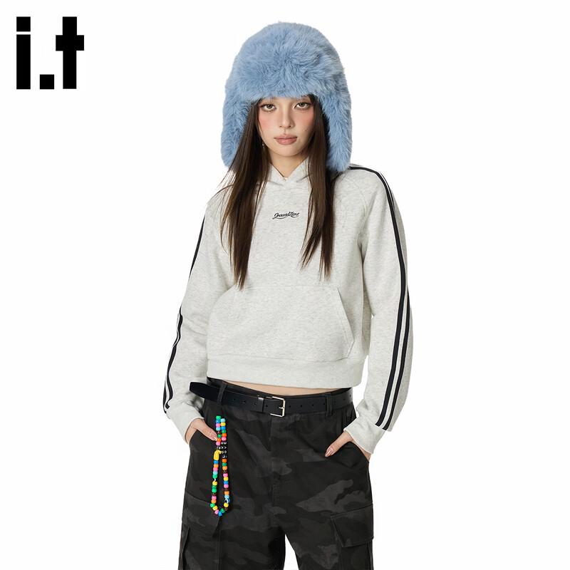 GROUND ZERO Women s Letter Print Contrast Stripe Hooded Sweatshirt S