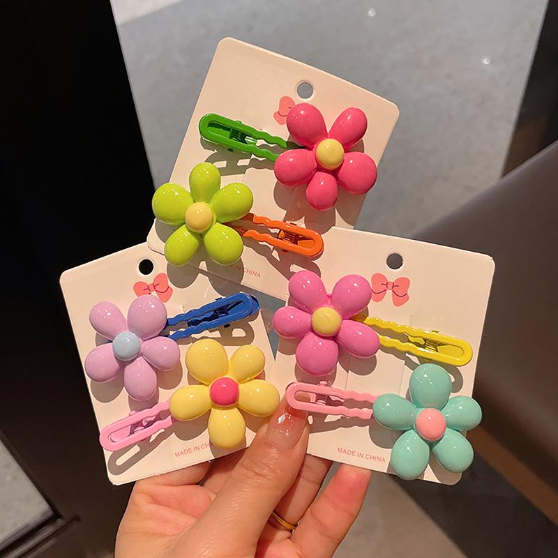 2 Stück Einfache Blume Baby BB Clips Mädchen Haarspangen Haarspangen Kinder Kopfschmuck Kinder Haaraccessoires Pony Haarspange Kopfschmuck