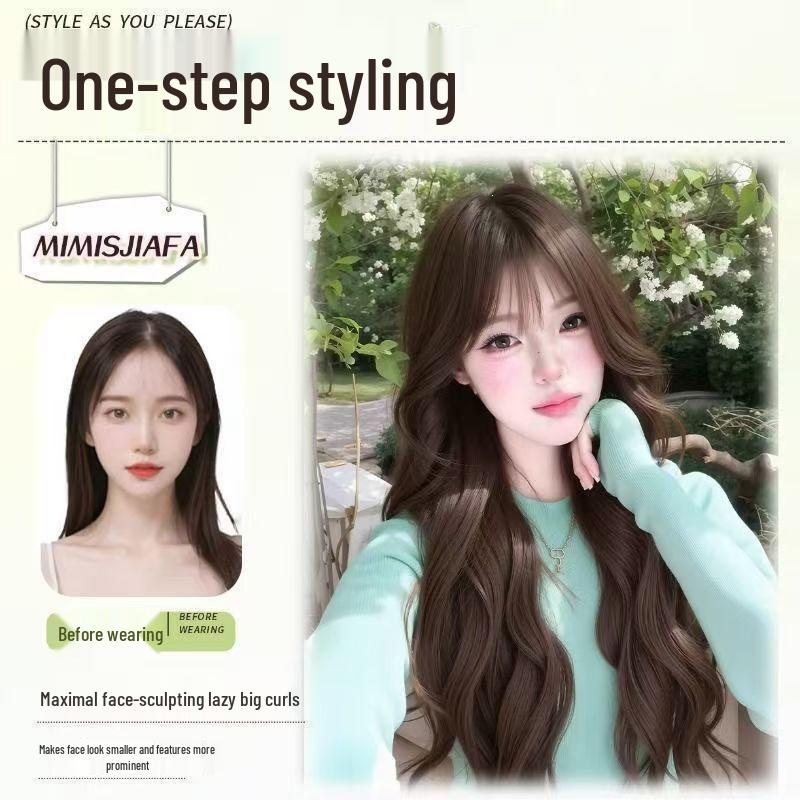 Women's Full Head Cover Wig with Long Curly Hair, Fluffy Big Waves, Natural-Looking Simulation Hair