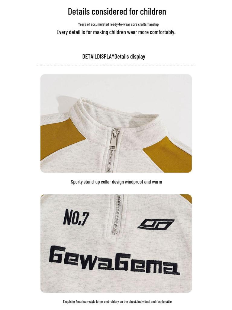 Bluza dla dziewczynek w stylu koreańskim z patchworkowym blokiem kolorów, zapinana na pół zamek - modna i stylowa na jesień