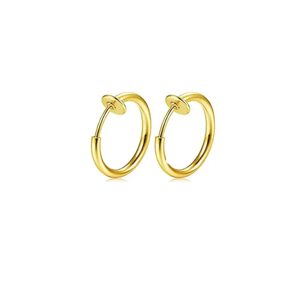 2pc/set Fake Nose Ring Hoops, Clip On Ear Fake Septum Ring Non Piercing Spring Hoop Earrings Lip Ring Fake Cartilage Earrings
