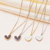 Enamel White Black Heart Pendant Necklace for Women Romantic Stainless Steel Gold Color Chain Choker Fashion Minimalist Zircon