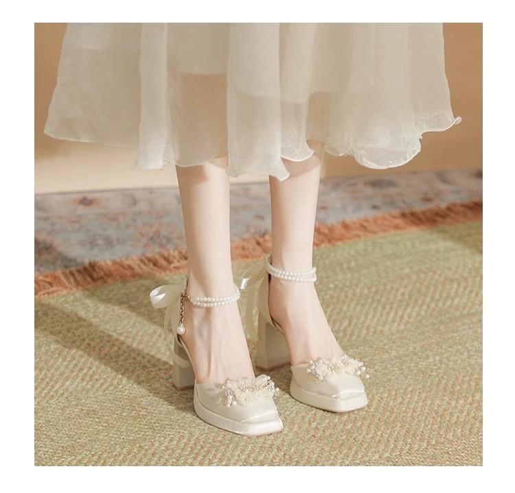Fashion Girls High Heels Kids Princess Sandal Ladies Platform  Bow Lace Mary Jane Lolita Shoes Women Party High Heels  Women Pumps