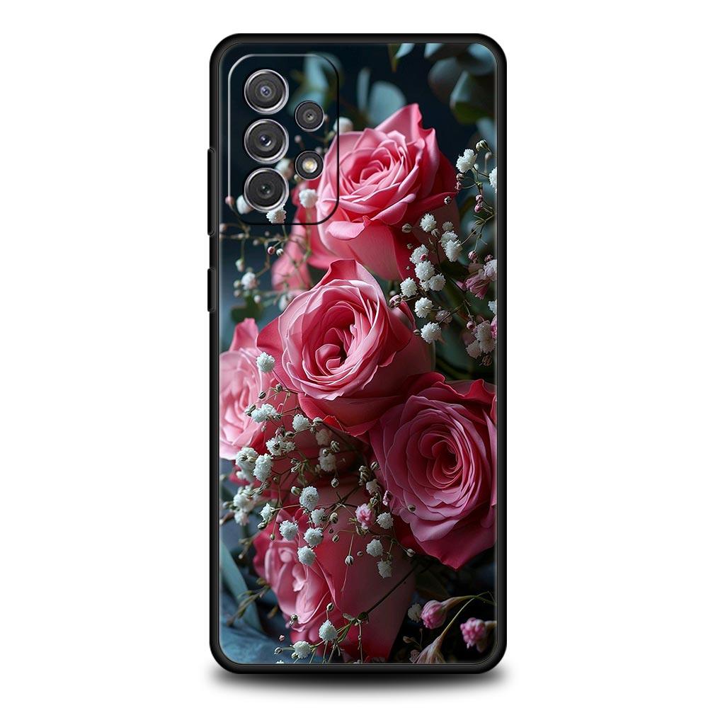 Beautiful Red Rose Flowers Phone Case For Samsung A15 A13 A51 A71 A41 A31 A21S A03S A05 A12 A32 A52 A23 A25 A33 A53 A73 5G Cover