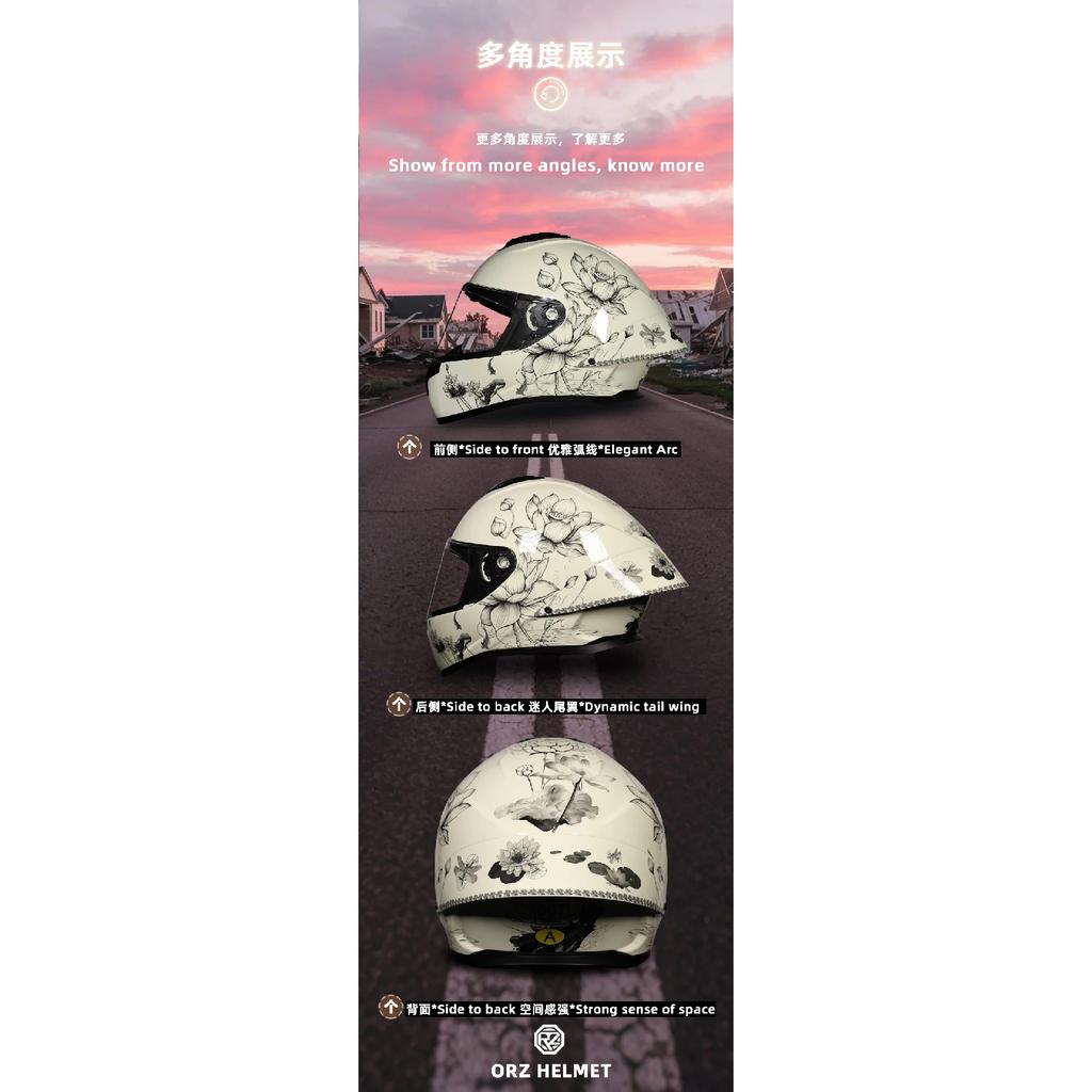 ORZ-S802 Motorcycle Helmet, DOT Men's and Women's Full Face Helmet, Personalized, Cool, All Season, Big Tail Wing Helmet