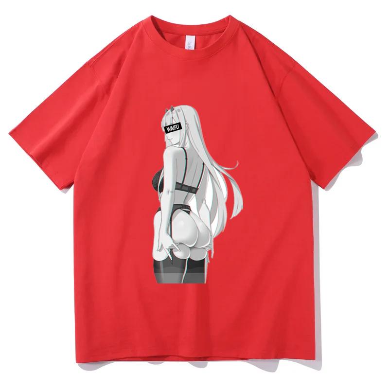 Sommer Baumwoll T-Shirt Harajuku Anime Egirl Print T-Shirt Y2k Casual Kurzarm T-Shirt Unisex Oversize Streetwear Kleidung