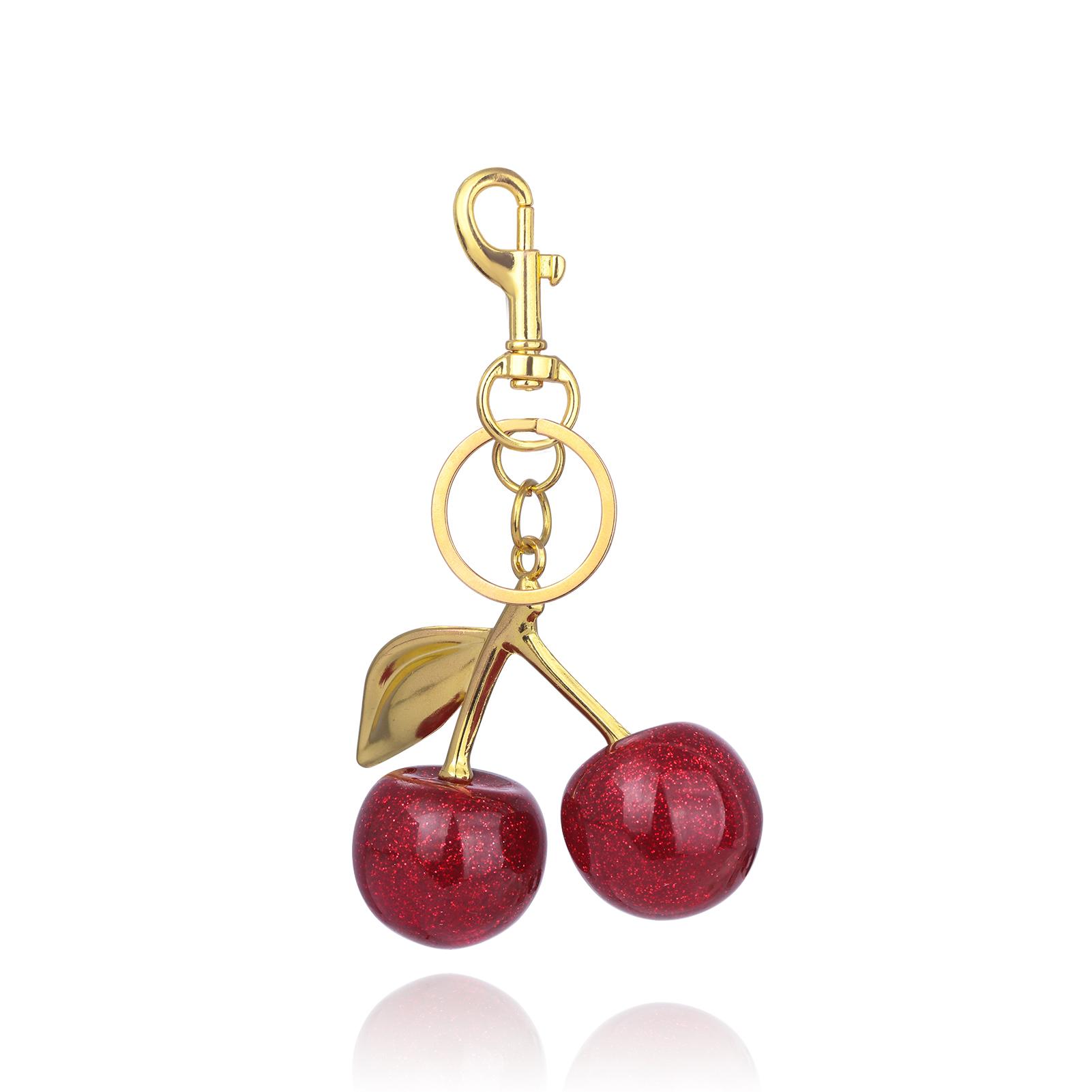 

Fashion Delicious Red Cherry Keychain Summer Fruits Cherries Pendant Keyring For Women Men Jewelry Bag Accessories Gift червоний