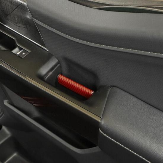 For - Ford F150 F-150 Red Carbon Inner Door Handle Strips Trim Bezels 4P