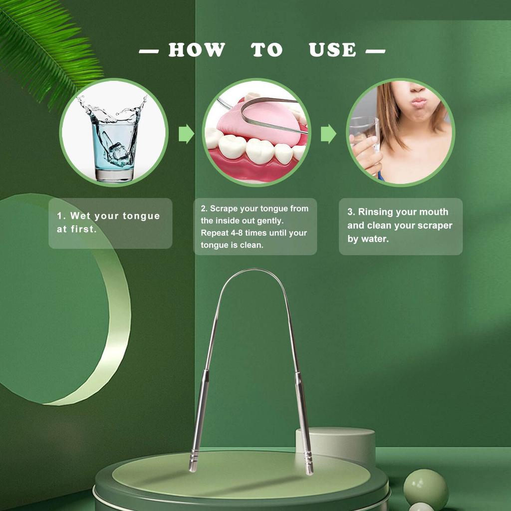 Stainless Steel Tongue Scraper U-Shaped Portable Tongue Cleaner For Fresh Breath Oral Hygiene Care Tool Adult Use