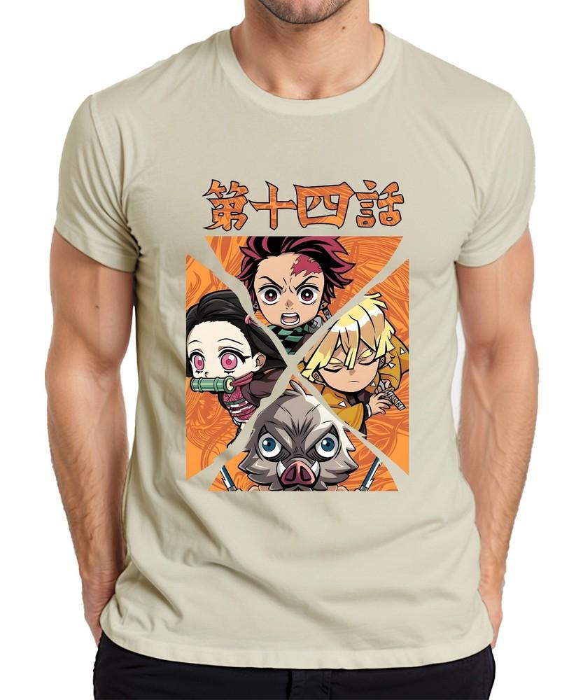 Kimetsu No Yaiba Tanjiro Nezuko Zenitsu Inosuke Chibi Gift Unisexs Tshirt