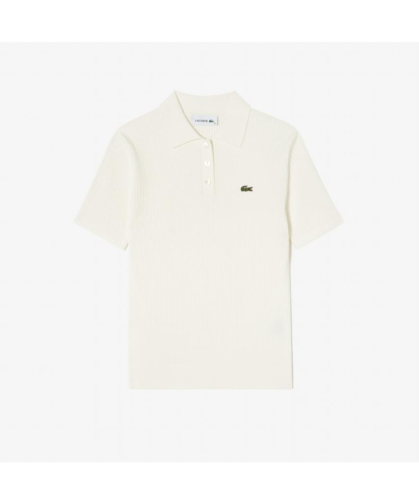 LACOSTE Women'S Cable Short Sleeve Polo Sweater Pf597E-55G 70V