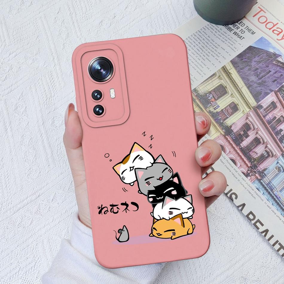 Phone Case For Xiaomi 12 Pro Lite Ultra Candy Color Patterned Liquid Silicone Full Coverage Anti Slip Shell For Xiaomi12 Coque