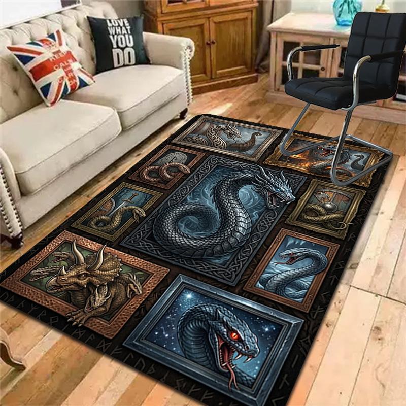 Mythical Creatures Compilation Pattern Rug Floor Mat for Living Room or Bedroom Soft and Comfortable Carpet a Gift for Birthday and Holiday.