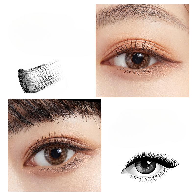 Máscara de pestañas alargadora con cabezal de cepillo de silicona 4D que riza y espesa las pestañas