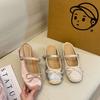 2024 summer new bow Mary Jane cool slippers French thick bottom inner heightening bag head half slippers women's outer wear