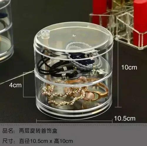 360° Rotating Transparent Storage Box - Cosmetic & Jewelry Organizer, Multi-Layer Makeup Case