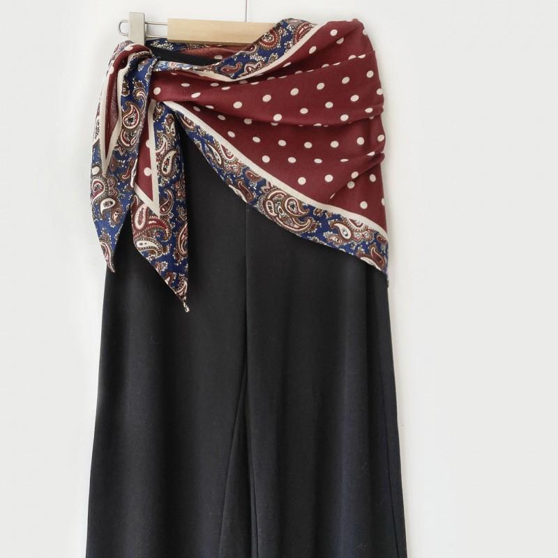 140X85X63cm Vintage Print Triangle Scarf Silk Feel Scarves Headband Neck Wrap Waist Belt Shoulder Shawl for Women Daily Outfit