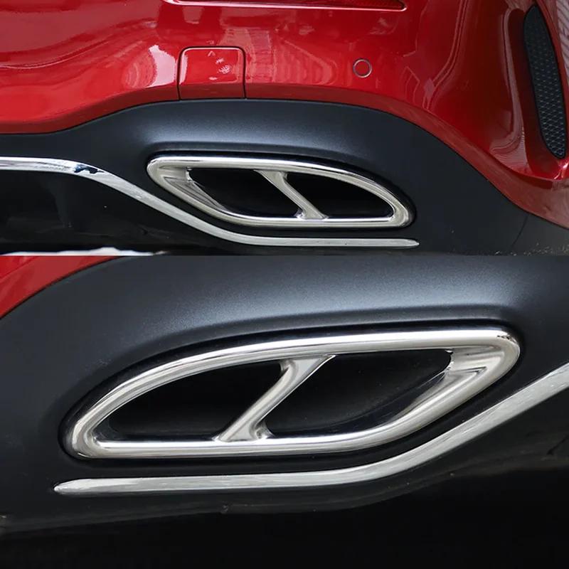 2 pcs stainless steel exhaust pipe trim cover for Mercedes Benz A B C E GLC GLE Class W176 W246 W205 W213 AMG car style