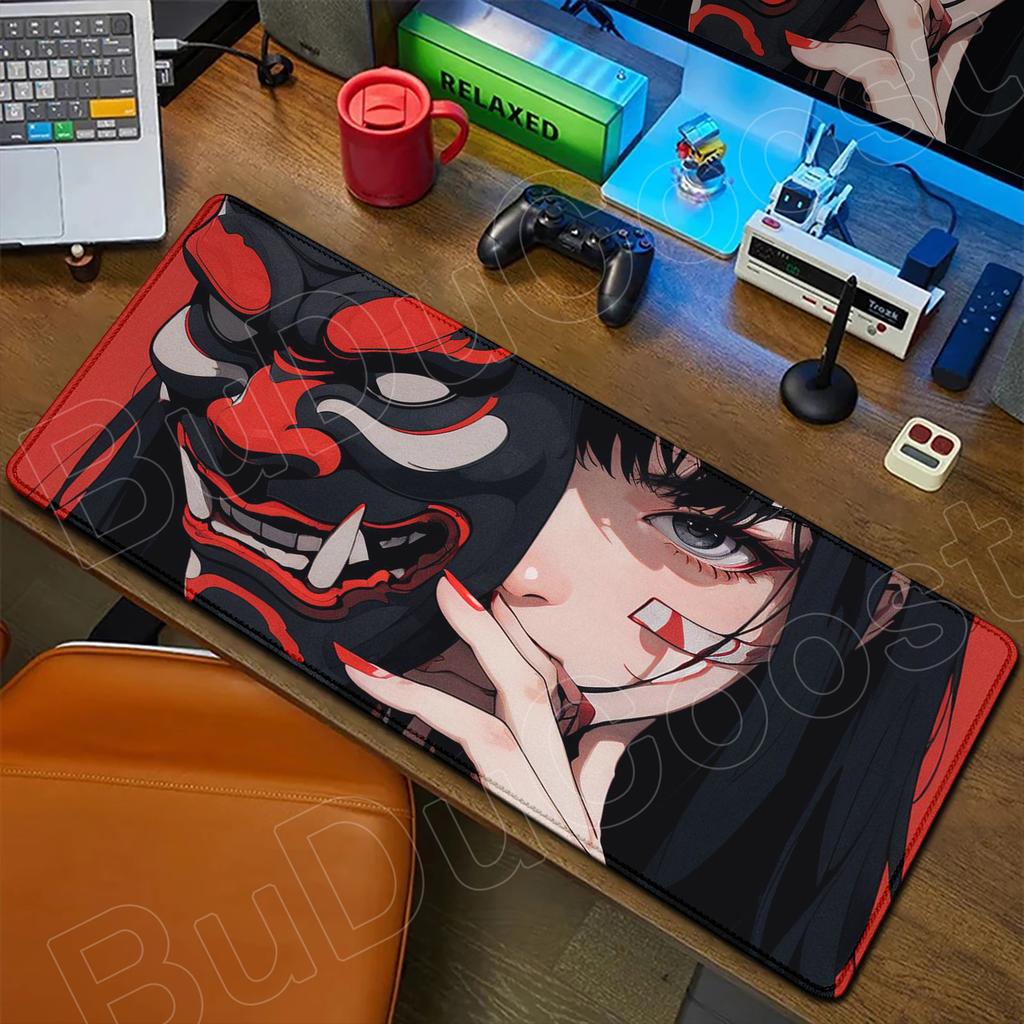 Hot Sale Devil Mask Girl Mouse Pad Anime Goth Girls Gaming Mice Mat Gamer Locking Edge Computer Mousepad Office Desk Accessories