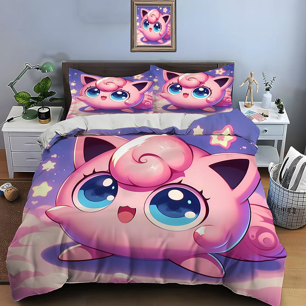 

Pokemon Jigglypuff Print Bedding Set Duvet Cover 1 Duvet Cover 2 Pillowcases Adult and Children Bedding Set Luxury Birthday Gift EU Twin 135X200cm