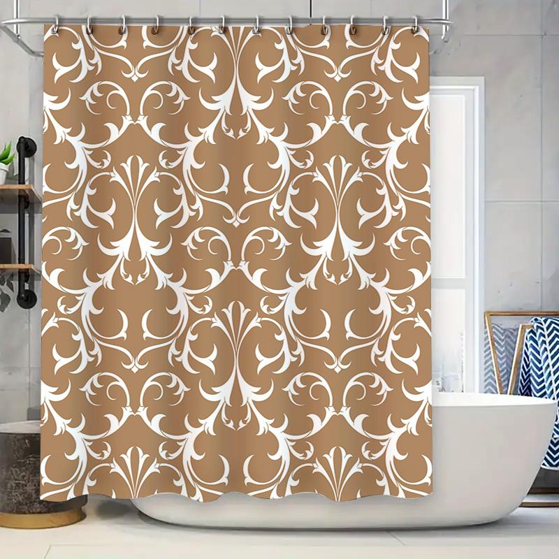 

Vintage Stained Glass Design Shower Curtains For Bathroom Decor Waterproof Fabric With Hooks (Yellow) W60H190(CM)-1 Pcs