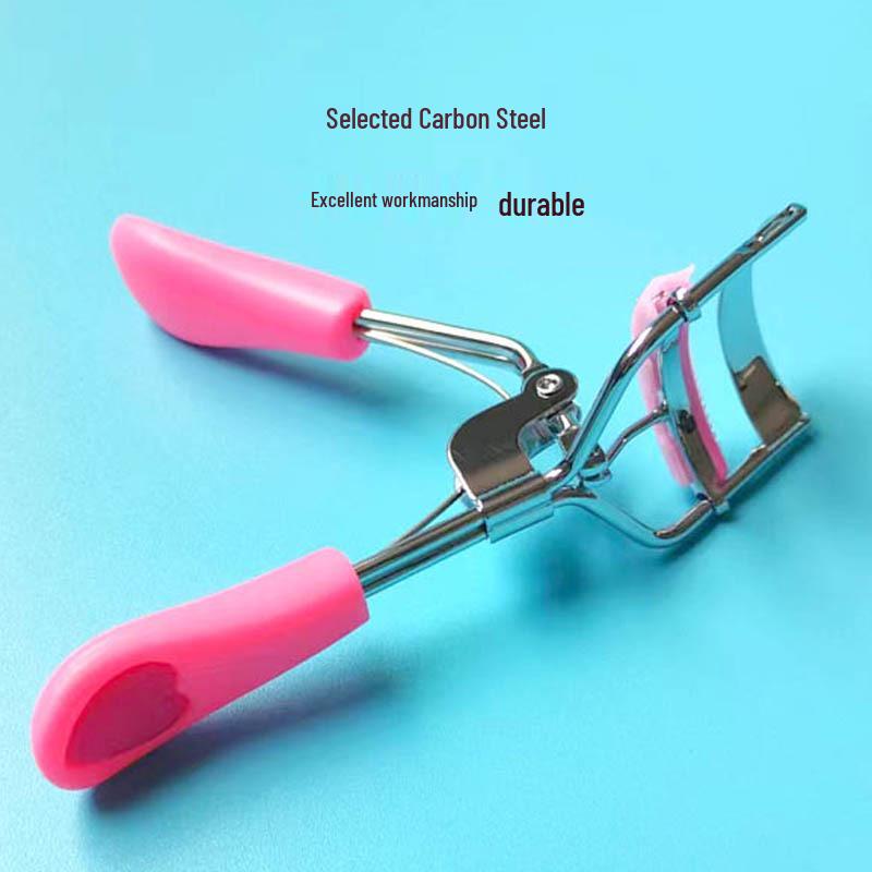 Chrome Peach Heart Handle Wide-Angle Mini Eyelash Curler - Portable Beauty Tool