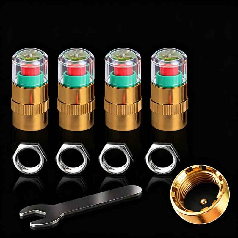 4Pcs/set Cars Tire Air Pressure Monitor Alert Indicator Tire Valve Cap Gauge Car Tyre Pressure Gauge Caps Useful Car Accessories