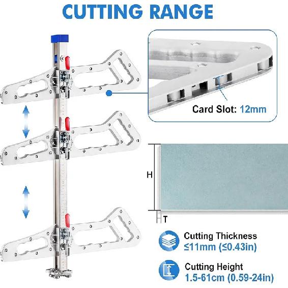 Aluminum alloy Drywall Cutting Tool, Foldable Drywall Cutter, Hand Push gypsum Board Cutter, with 10pcs Spare Blades