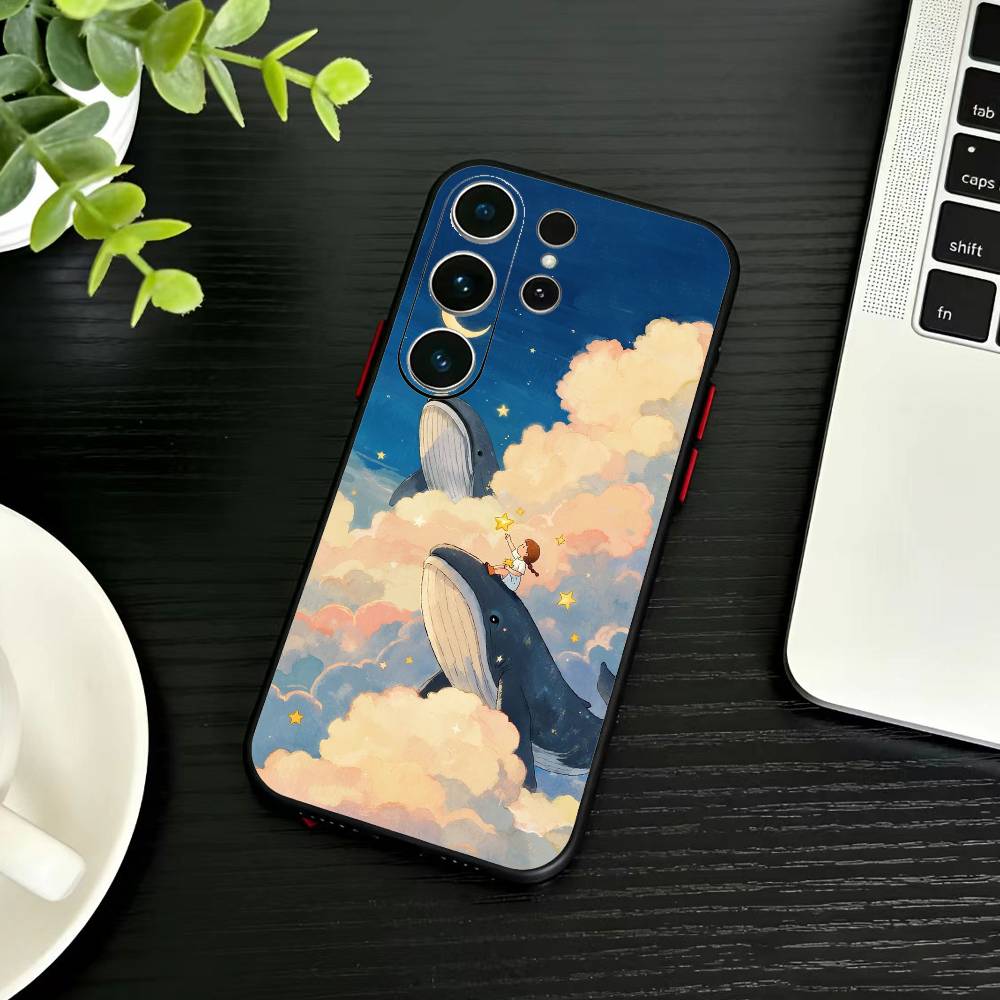 Whale Fall-Art Phone Case For Samsung S26,S25,S24,S23,S22,S21,S20,Ultra,Plus,FE Black Soft Cover