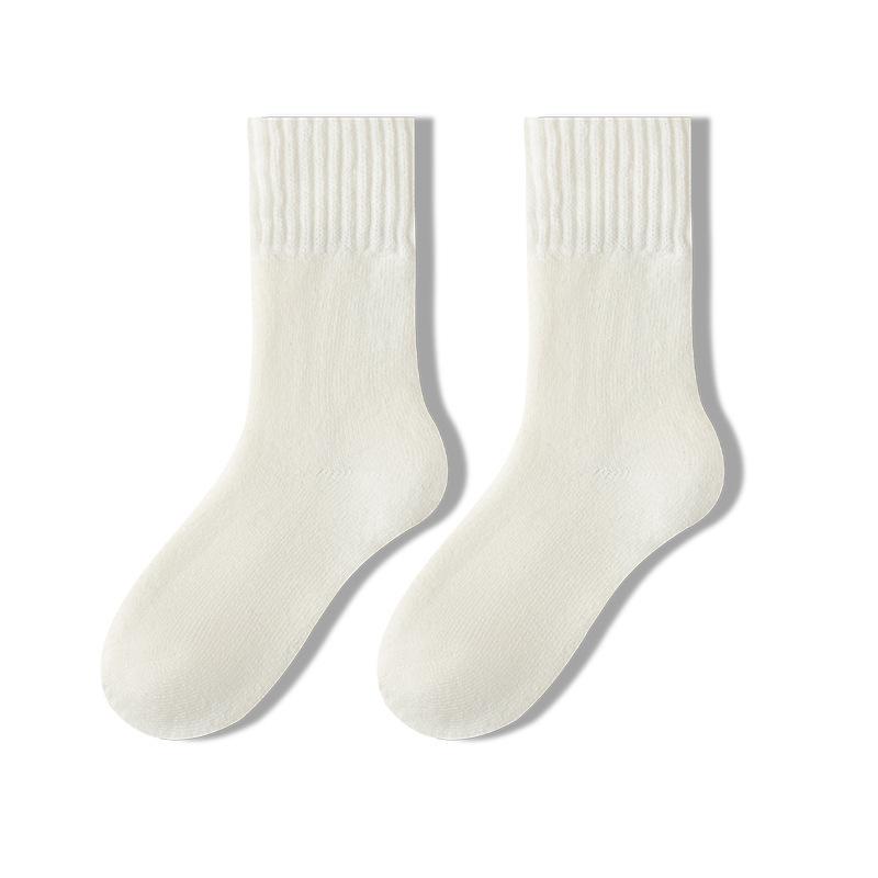 Cashmere Socks for Women's Autumn and Winter Mid-calf Socks with Fleece and Thickened Wool Postpartum Socks, Sleep Warmth Floor Long Socks