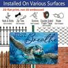 2D Flat, Just Breathe Sea Turtle Metal Wall Art - Rustic Aluminum Ocean-Themed Decor with Coral Reef & Blue-Green Turtle, Calming Bathroom Sign for