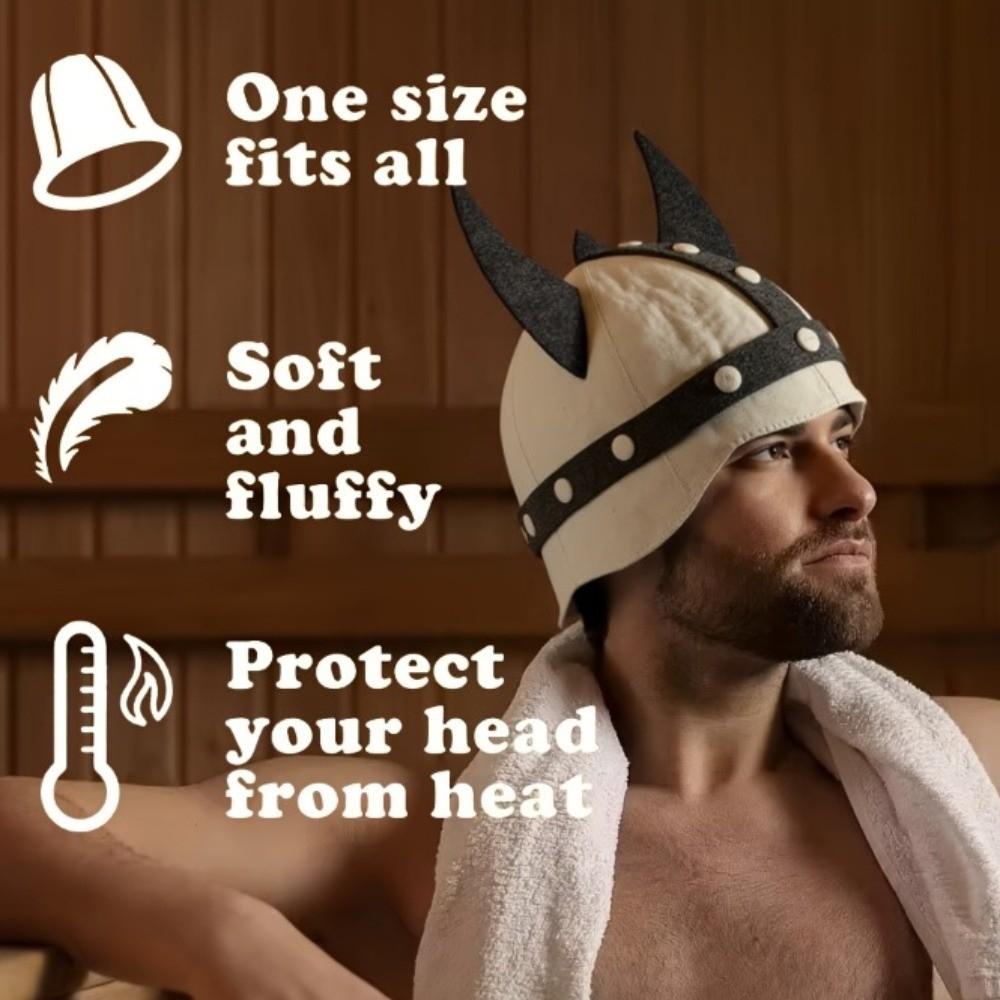 Nordic Viking Horn Sauna Hat with Unique Horn Design Halloween Cosplay Horn Helmet Themed Parties
