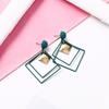 Korean Style Geometric Rhombus Metal Stud Earrings - Fashionable and Versatile