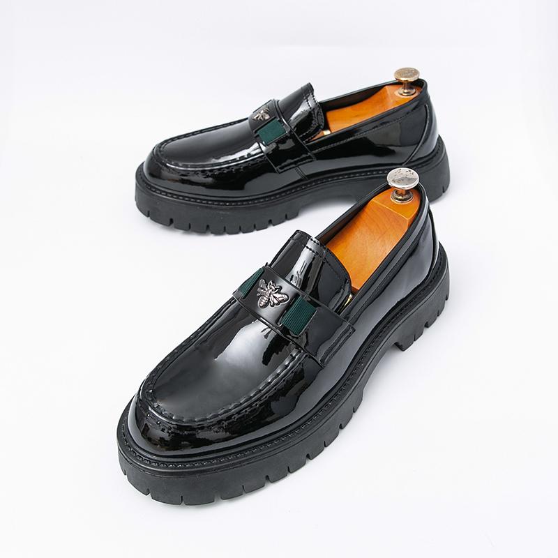 

Мужские лоферы черные на платформе лифте кожаные туфли толстая подошва формальные деловые свадебные туфли для выпускного вечера смокинга вечеринки большие размеры EU:46